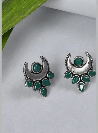 Silver Plated Designer Stone Earrings