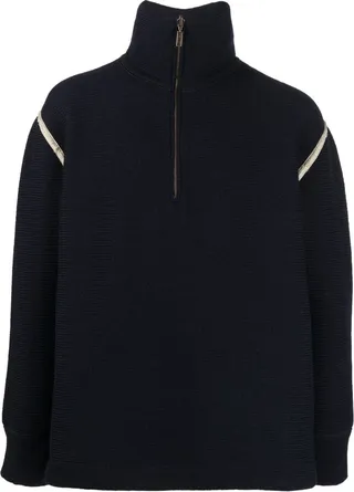 Black Half-Zip High Neck Jumper