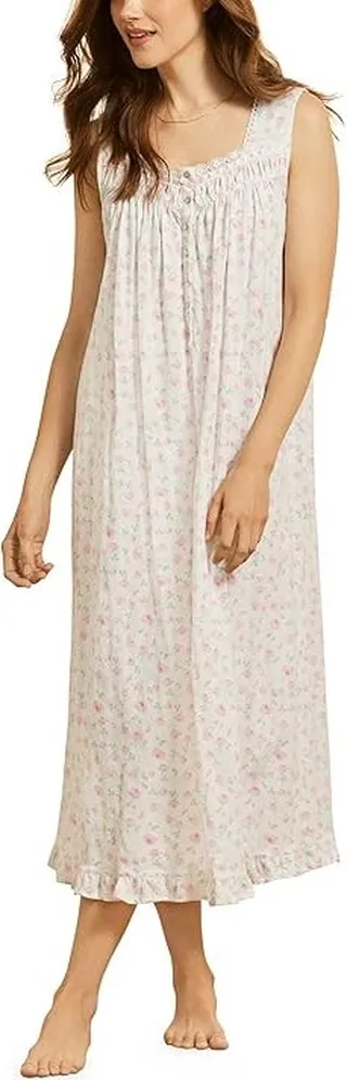 Eileen West Sleeveless Ballet Gown (White Ground Rose) Women's Pajama