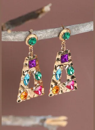 Gold Plated Designer Stone Drop Earring