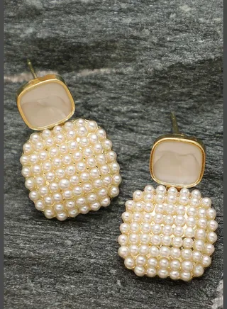 Gold Plated Designer Stone Drop Earring
