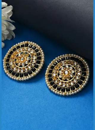 Gold Plated Kundan Pearl Stud