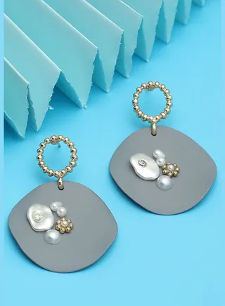 Gold Plated Designer Stone Drop Earring