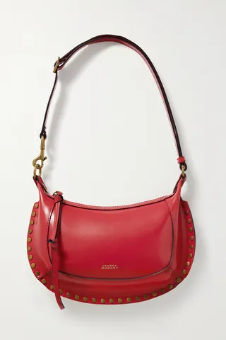 Isabel Marant - Oskan Moon Studded Leather Shoulder Bag - Red