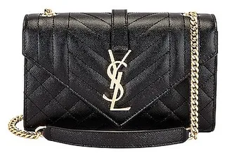 Saint Laurent Small Tri-Quilt Envelope Chain Bag in Black