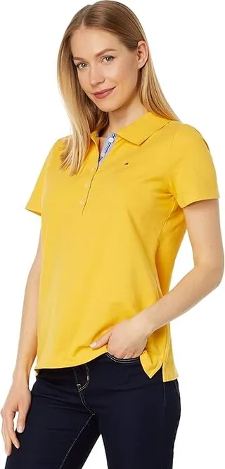 Tommy Hilfiger Short Sleeve Polo Solid (Deep Maize) Women's Clothing