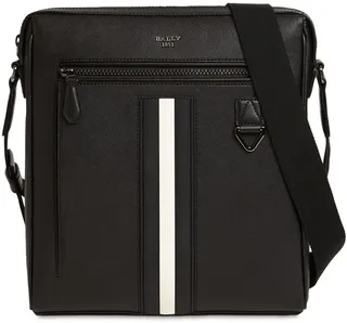 Logo stripe leather crossbody bag