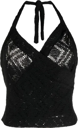 Crossover Knitted Halterneck Top