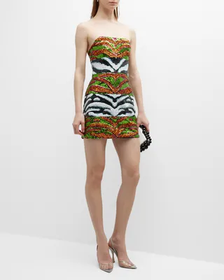 Contoured Colorblock Sequin Mini Dress