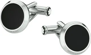 Cufflinks In Stainless Steel And Black Onyx Cufflinks And Tie Clips Black