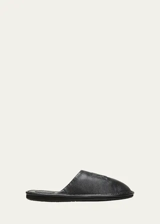 Men's MA-Logo Leather Slippers