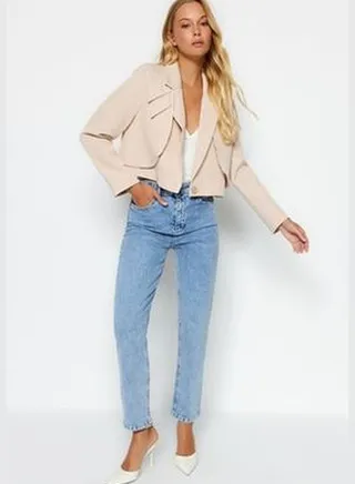Light Blue High Waist Comfort Straight Jeans TWOAW24JE00097