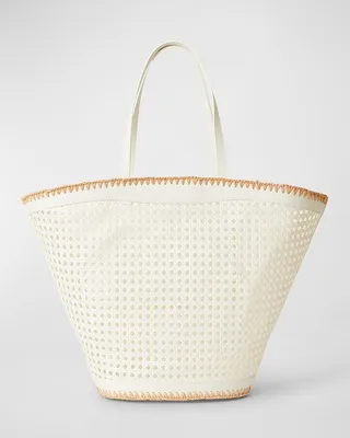 Ellie Perforated Straw Beach Tote Bag