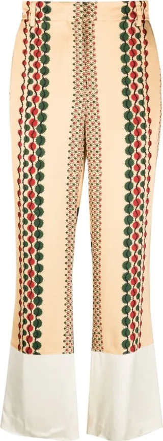 Abstract-Print Cropped Trousers