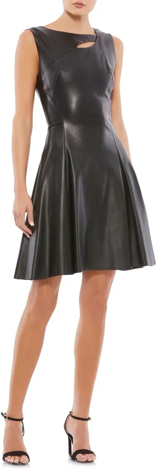 Faux Leather Fit & Flare Cocktail Dress