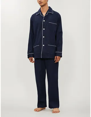 Mens Navy Cotton Pyjama set