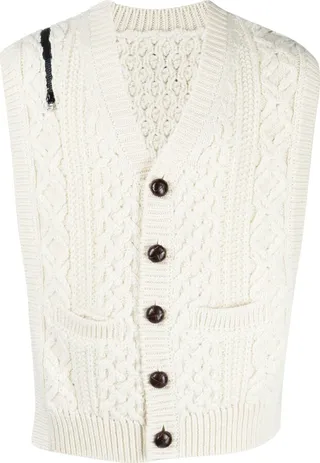 Cable-Knit Zip-Detail Gilet