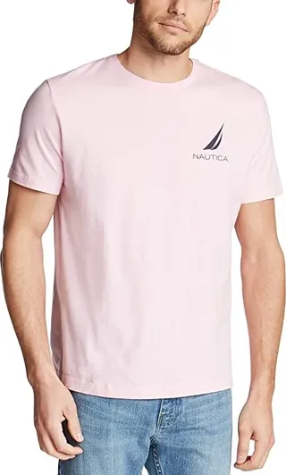 Nautica Men's Short Sleeve 100% Cotton Fish Print Series Graphic Tee Shirt (Orchid Pink) Men's T Shirt