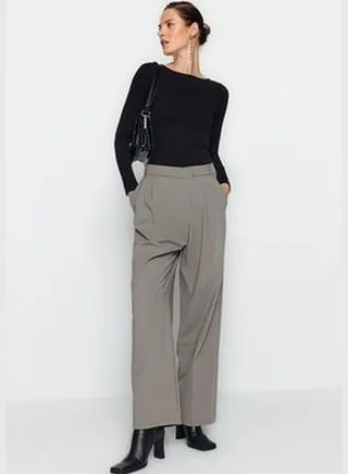 Black Cotton, Flexible Boat Neck Fitted/Sticky Knitted Blouse TWOAW24BZ00166