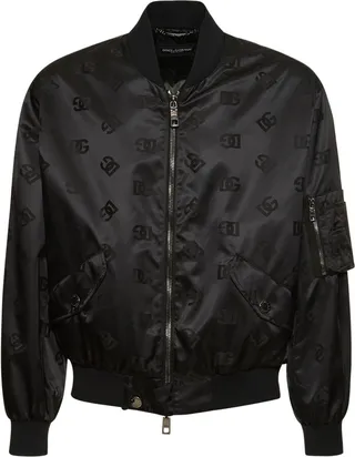 Logo jacquard satin bomber jacket