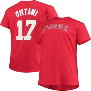Men's Shohei Ohtani Red Los Angeles Angels Big and Tall Name and Number T-shirt