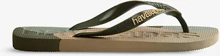 Womens Green Top Logomania Rubber Flip-flops