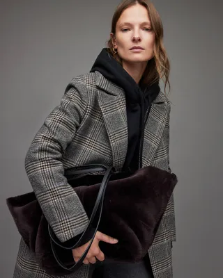 Hannah Shearling Tote Bag - Cordovan Red