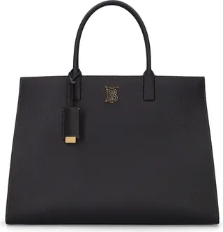 Medium TB grained leather tote bag
