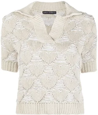 Heart-Knit Cropped Polo Top