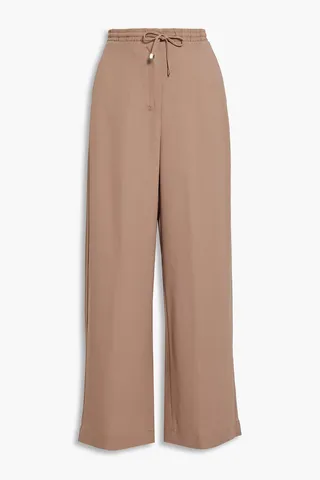 Twill wide-leg pants