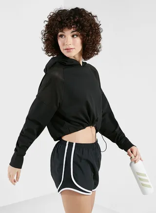Cropped Athletic Jacket With Waist Scrunching