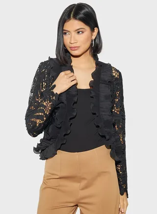 Open Work Lace Detailed Jacket