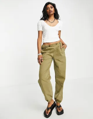 Free People ruched scoop neck t-shirt in white