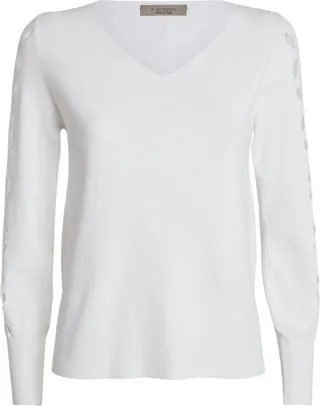 D.Exterior Cut-Out V-Neck Sweater