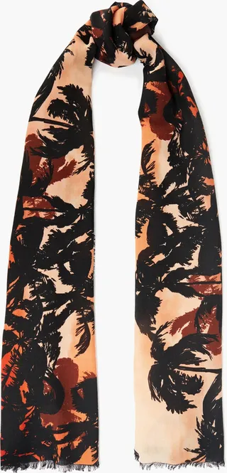 Printed wool and silk-blend twill scarf