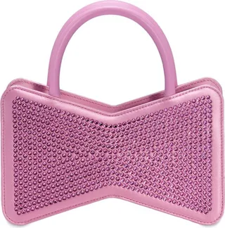 Mini Bow shape crystallized satin bag