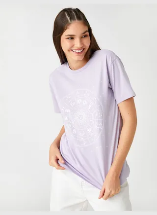 Zodiac Printed T-Shirt Short Sleeve Crew Neck