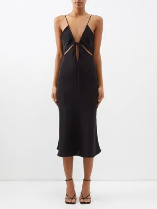 Triquetra Cutout Silk Slip Dress
