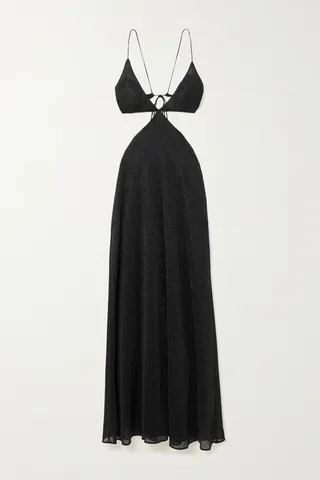Oséree - Lumière Cutout Metallic Stretch-knit Maxi Dress - Black