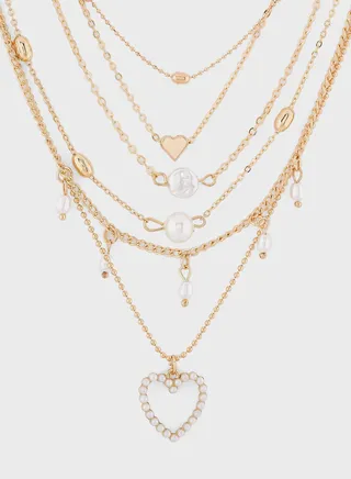 Layered Heart Pendant Necklace