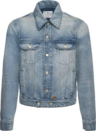 Dirty blue denim strap jacket