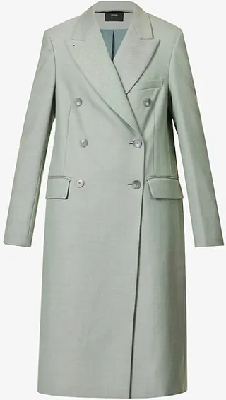 Womens Dark Sage Cornwall Double-breasted Wool-blend Coat