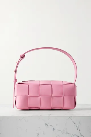 Bottega Veneta - Brick Cassette Small Intrecciato Leather Shoulder Bag - Pink