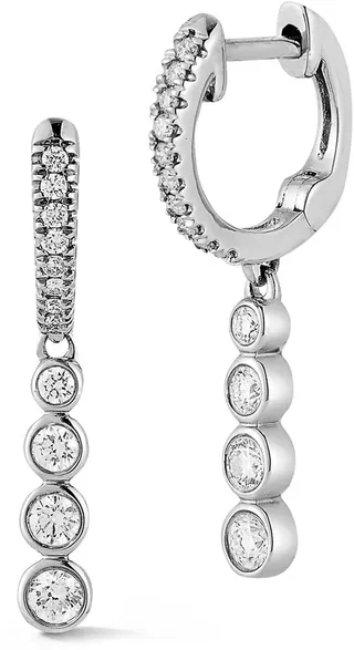 Lulu Jack Graduating Diamond Drop Hoop Earrings