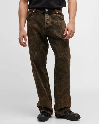 Men's Loose Two-Tone Denim Jeans