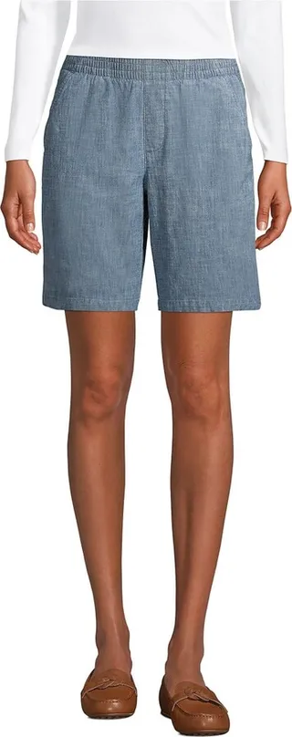 Lands' End Women's Mid Rise Elastic Waist Pull On 10" Knockabout Chino Bermuda Shorts