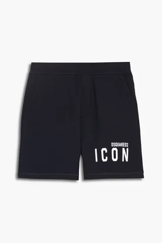 Printed cotton-fleece shorts