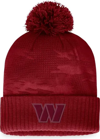 Men's Fanatics Branded Burgundy Washington Commanders Iconic Camo Cuffed Knit Hat with Pom