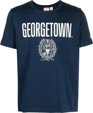 logo-patch graphic-print cotton T-shirt