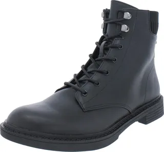 Wind Womens Faux Leather Ankle Combat & Lace-up Boots